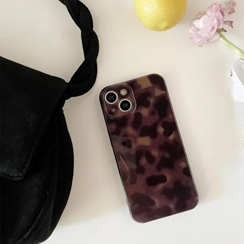Vista 3 de Bonita funda de teléfono para iPhone 11, estampado de leopardo y guepardo Amber Tortoiseshell Pattern,Full Camera Protective,Slim Shockproof