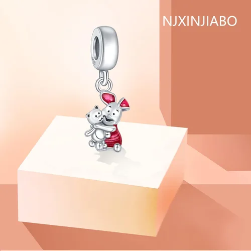 Vista 2 de NJXINJIABO Dijes familiares de plata de ley 925 para pulseras y collares Infitiny Family Love Colgantes colgantes de cuentas, abalorios, joyería