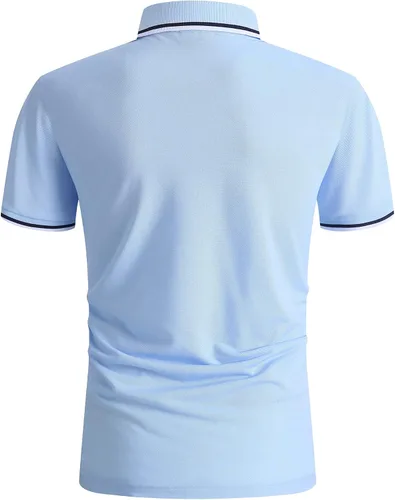 Vista 2 de OneDog Polo para hombre, manga corta, rendimiento que absorbe la humedad, atlético, casual, cuello deportivo, camisetas de golf