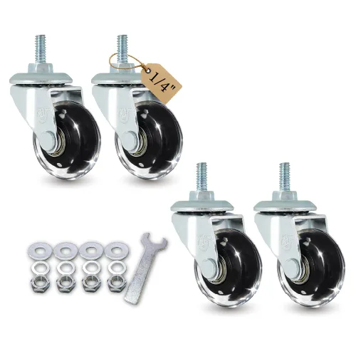 Vista 11 de AXL Juego de 4 ruedas giratorias de 3 pulgadas, ruedas giratorias de vástago roscado de 3/8 a 16 x 1 con frenos, reemplazo silencioso de PVC