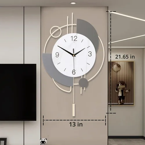 Vista 7 de Dankeit Reloj de pared decorativo de cuarzo silencioso con péndulo, grande para sala de estar, cocina, baño, dormitorio, 13 x 21.65 pulgadas (beige)