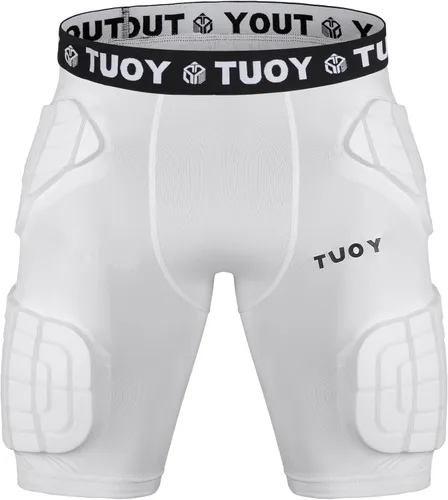 Vista 2 de Faja de fútbol corta acolchada de compresión para hombre con almohadillas, cadera, muslo, trasero, coxis, pantalones protectores para jóvenes