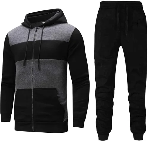 Vista 2 de Conjuntos deportivos de otoño e invierno para hombre, conjunto de sudadera con capucha y pantalones de ocio, ropa suave de invierno