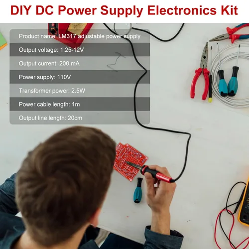 Vista 4 de LM317 Kit de bricolaje de fuente de alimentación ajustable, PEMENOL AC-DC 110V a 1.25V-12V Módulo de voltaje regulado con pantalla LED, generador