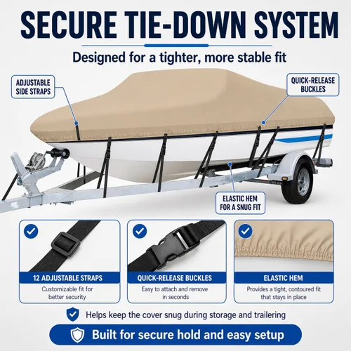Vista 5 de Anglink - Funda impermeable para barcos, resistente 600D de poliéster Oxford, profesional, para bajos, para embarcaciones, duradera y a prueba