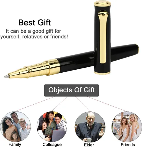 Vista 8 de YIVONKA Bolígrafo de lujo, línea de recambio negra, ancho de 0.02 pulgadas, el mejor regalo de bolígrafo de oficina para hombres y mujeres, Negro
