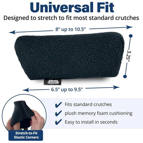 Vista 5 de Almohadillas universales para muletas, Negro clásico, 1