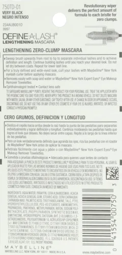 Vista 3 de Maybelline Máscara alargadora, muy negra, Define-A-Lash Fórmula lavable Pestañas de aspecto más largo Paquete de 2