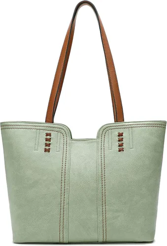 Vista 13 de Montana West Bolso Tote para Mujeres con Asa Superior Bolso de Mano Satchel Ámbar marrón