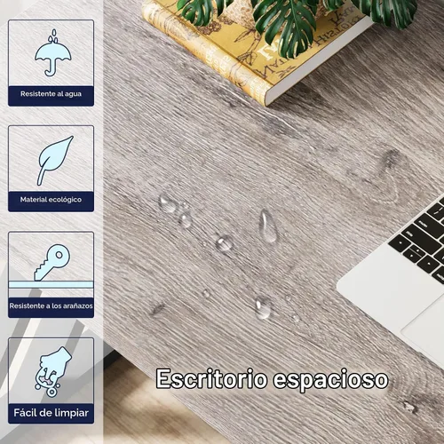 Vista 9 de Tribesigns Escritorio para computadora de escritura, escritorio de estudio resistente de 55 pulgadas con patas de metal en forma de Z, escritorio