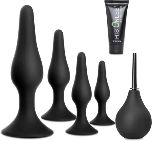 Vista 7 de Hisionlee? Juguete sexual 4 unidades. Juego de tapones anales de silicona médica Sensuality Sex Dolls, Hision10002, no, Negro, 4 Juguetes