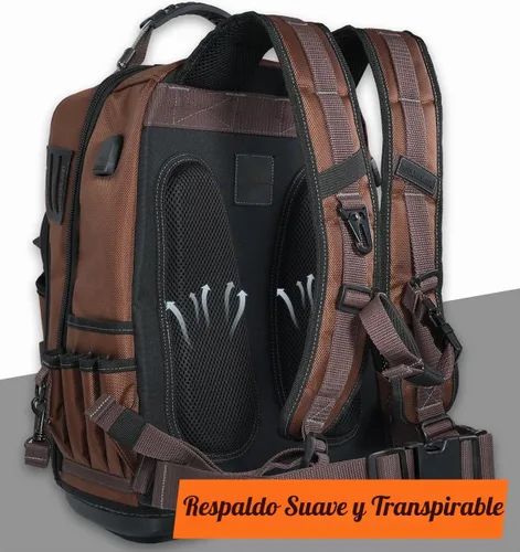Vista 6 de WELKINLAND 70Pockets Mochila de herramientas HVAC con rollo de herramientas, mochila de bolsa de herramientas