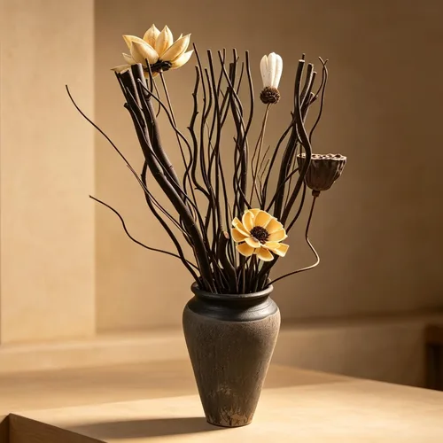 Vista 6 de 15Pcs Dried Curly Willow Branches Dark Brown Dried Twigs Vase Rustic Decor