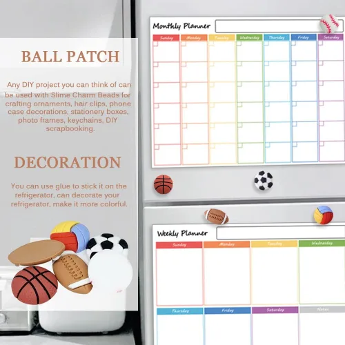 Vista 4 de YYMSEN 40 piezas de baloncesto, fútbol, voleibol, rugbyball, béisbol, cuentas de slime con parte trasera plana, dijes de resina para álbumes
