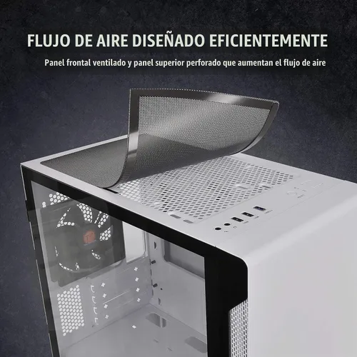 Vista 3 de Thermaltake S100 Carcasa para computadora de cristal templado Snow Edition Micro-ATX mini-Tower con ventilador trasero de 120mm preinstalado Nieve