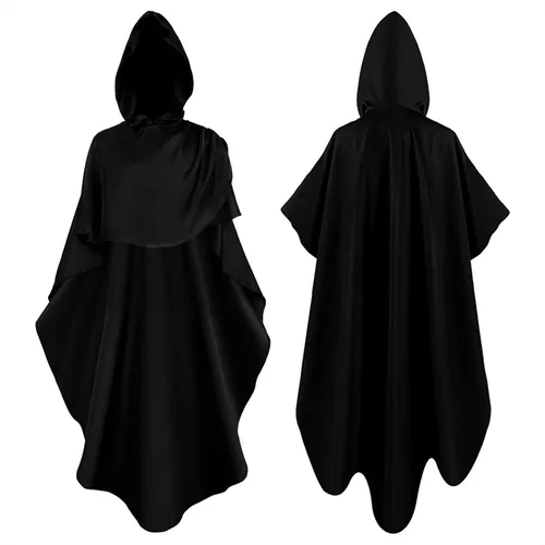 Vista 2 de Bata de sacerdote medieval para Halloween, disfraces de cosplay con capucha de monje renacentista, capa de mago, hechicero para cosplay