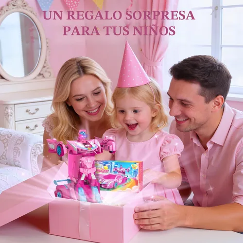 Vista 6 de Coches RC Transformables de Unicornio para Niñas con Ojos de Arcoíris y Luces en la Parte Inferior, Rotación Rápida de 360° y Control Remoto