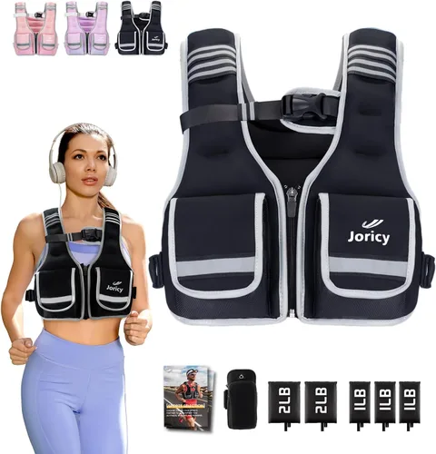 Vista 7 de Chaleco con peso ajustable para mujer, 5-12 libras, 9-16 libras, 17-24 libras, 23-30 libras, chaleco de peso con rayas reflectantes, chaleco