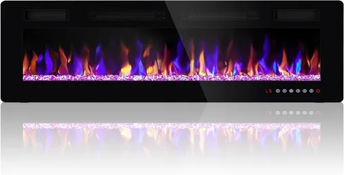 Vista 12 de Ludatido Chimenea eléctrica de 50 pulgadas montada en la pared/empotrada, inserto de chimenea eléctrica con 51000BTU para habitación de 410 pies
