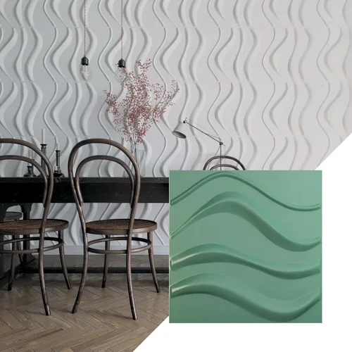 Vista 30 de Ekena Millwork 19 5/8 pulgadas de ancho x 19 5/8 pulgadas de alto Wave EnduraWall Panel decorativo de pared 3D, aluminio (cubre 2.67 pies cuadrados).