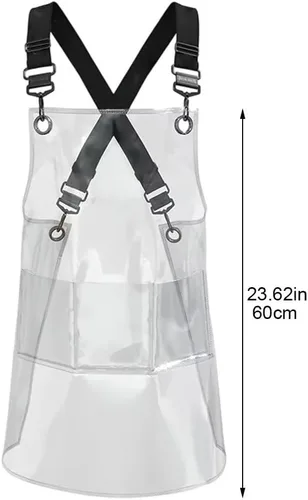 Vista 6 de Delantal transparente impermeable de TPU delantales unisex ajustable babero cocina cocineros trabajo delantal para cosmetología cafetería, pintura