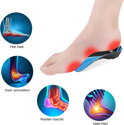 Vista 2 de Plantillas de soporte de arco alto 3/4 inserciones ortopédicas para pies planos, alivio de la fascitis plantar, plantillas de zapatos para hombres