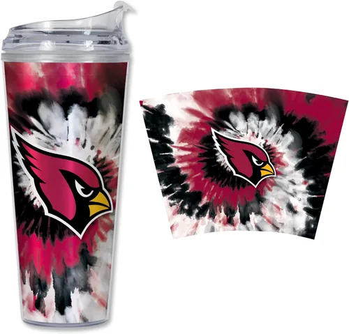 Vista 43 de Rico Industries NFL Football Glitter 24 onzas Vaso de purpurina acrílico con tapa con bisagra, Vaso de doble pared oficialmente licenciado con pajita