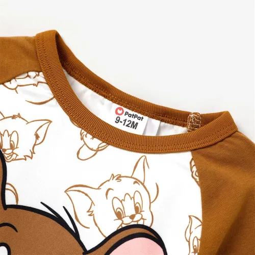 Vista 3 de PATPAT Tom and Jerry - Mameluco de manga larga con estampado de personajes o pantalones lisos, 0-18 meses
