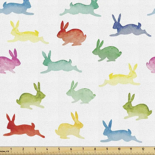 Vista 28 de Lunarable Tela de animales de The Yard, caras de gato y perro, mejores amigos, Bulldog Beagle, Labrador, Calico Kitty impresión, tela de satén