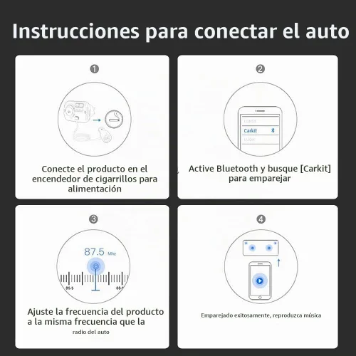 Vista 6 de Transmisor FM Bluetooth 5.0 manos libres kit de coche con carga rápida QC 3.0 adaptador de radio de coche con micrófono CVC reducción de ruido