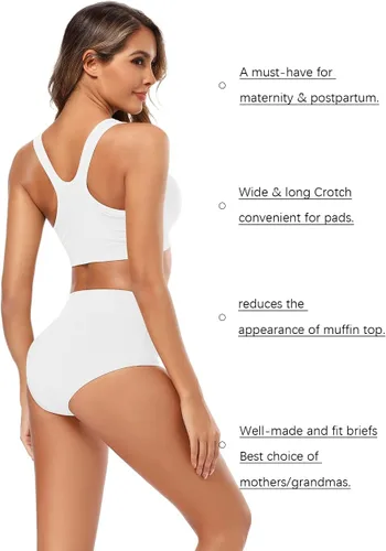 Vista 3 de Molasus - Ropa interior de algodón para mujer con cintura alta y cobertura total - Tallas regulares y extragrandes