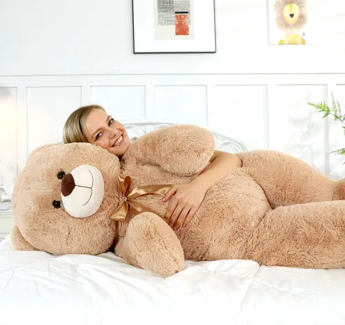 Vista 2 de MaoGoLan Oso de peluche gigante de 4 pies de crema, oso de peluche grande de 47 pulgadas, peluche suave para niños, decoraciones para Baby Shower