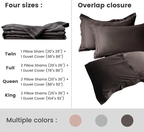 Vista 5 de Simple&Opulence - Juego de funda de edredón 100 % eucalipto Lyocell Tencel, 2 piezas, funda de edredón transpirable y refrescante, suave y sedosa
