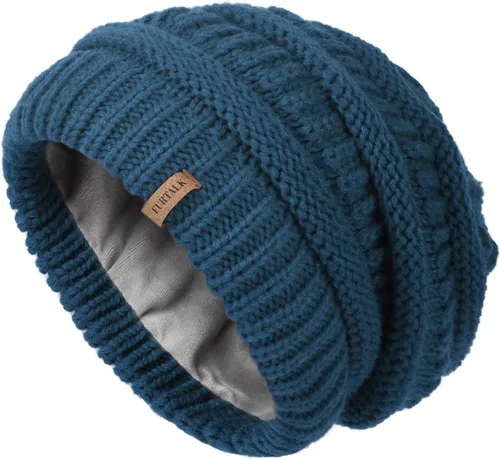 Vista 37 de FURTALK Gorros de invierno para mujer, con forro polar, gorro de punto holgado y cálido, gorro de esquí