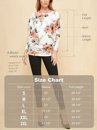 Vista 6 de Lock and Love - Camiseta de manga larga drapeada para mujer, diseño holgado y cómodo con manga dolman de murciélago, tallas S a 3XL, tallas
