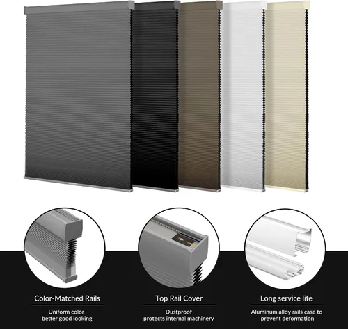 Vista 4 de BERISSA Persianas celulares opacas sin cordón, con diseño de panal para ventanas, persianas celulares a juego para dormitorio, oficina, sala