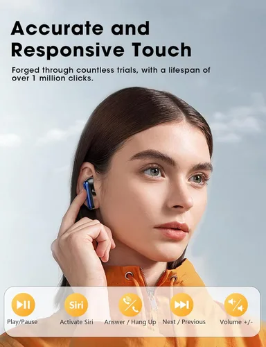Vista 7 de Auriculares inalámbricos con sonido de graves profundos, auriculares Bluetooth 5.3, 48 horas de reproducción, pantalla LED con micrófono, IPX7