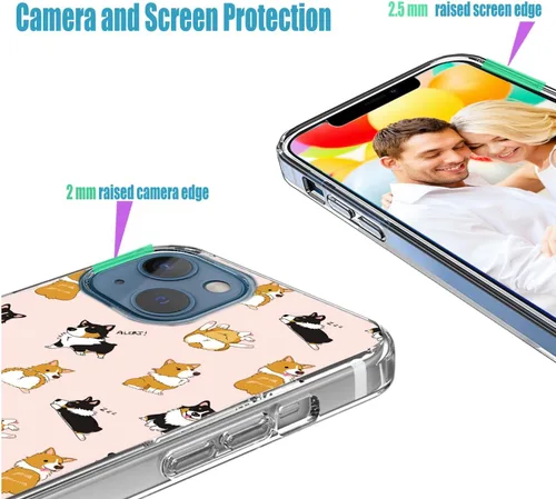 Vista 5 de Funda para iPhone 14, iPhone 13 para niñas, mujeres y hombres, a prueba de golpes, delgada, suave, TPU transparente, funda protectora con diseño Un