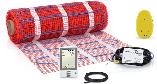 Vista 7 de Kit de alfombrillas calefactoras de suelo de 7.5 pies cuadrados de 120 V, sistema eléctrico de calefacción de suelo radiante, termostato