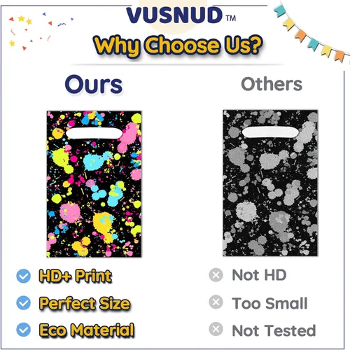 Vista 3 de Vusnud 50 bolsas de plástico de neón que brillan en la oscuridad para decoraciones de fiesta de cumpleaños