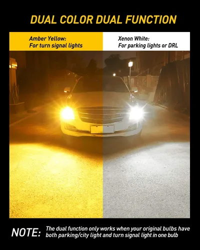 Vista 4 de AUXITO Bombillas LED Switchback de doble color blanco y ámbar 3157 3155 3457 4157 con proyector 3030 chipsets para luces direccionales de coche