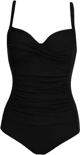 Vista 5 de Ekouaer - Traje de baño elegante de una pieza para mujer, monokini de estilo pin up vintage con control de abdomen, estilo drapeado