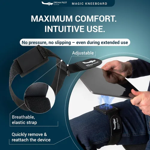 Vista 3 de Dream Pilot Kneeboard para iPad, iPad mini, iPhone, cualquier teléfono inteligente Android, cualquier tableta, solución universal – Diseño delgado