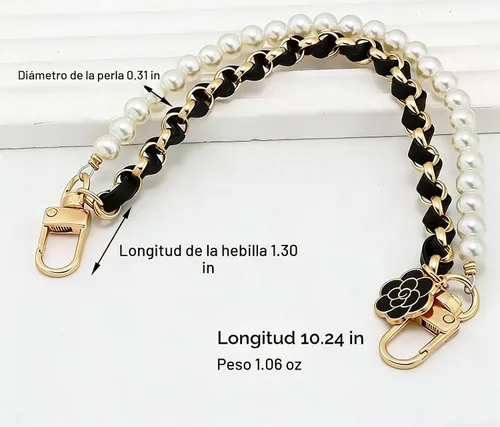 Vista 8 de Correa de muñeca para teléfono con cuentas de perlas, pulsera de teléfono desmontable con lengüeta de sujeción, pulsera universal con cuentas