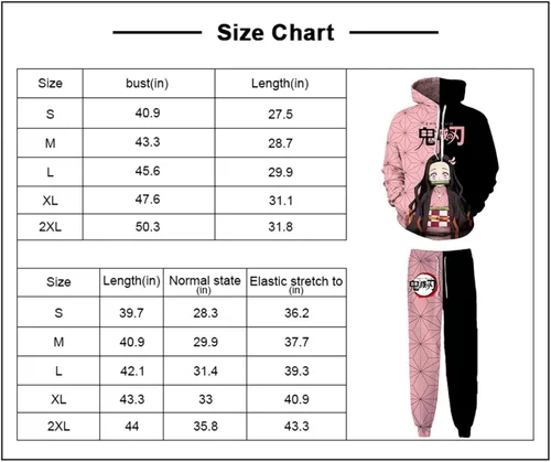 Vista 4 de Lyrwihn Conjunto de sudadera con capucha de anime unisex con estampado 3D para hombres y mujeres, conjunto de sudadera de 2 piezas