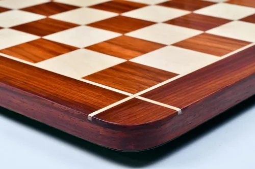 Vista 7 de CHESSBAZAAR Tablero de ajedrez de madera de 23 x 23 pulgadas, sin piezas, borde redondo, fabricado con la mejor madera de rosa de brote rojo