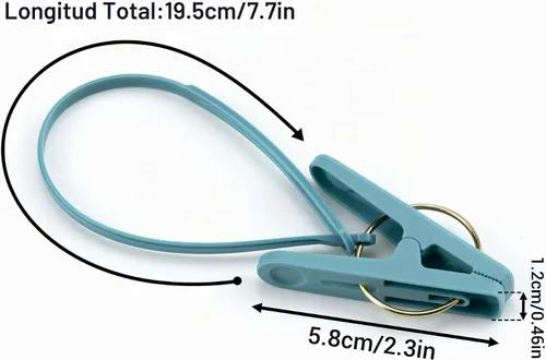 Vista 3 de Paquete de 24 alfileres de ropa con cuerda de plástico para tendedero, ganchos de secado multicolor para ropa, ganchos resistentes al viento