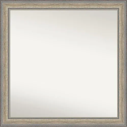 Vista 159 de Amanti Art Espejo de baño plateado para sobre el fregadero, 28 x 37 pulgadas, elegante espejo rectangular de peltre cepillado, marco de madera
