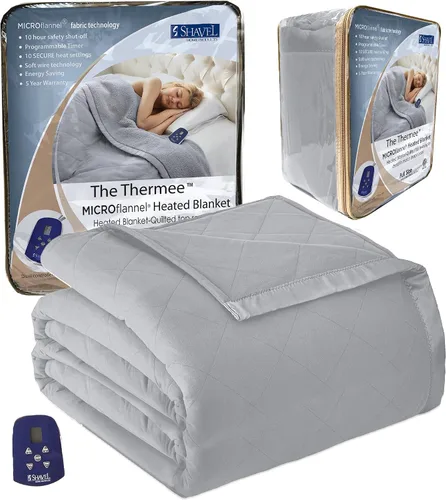 Vista 20 de Thermee Manta térmica de microfranela tamaño Queen – 10 ajustes, programable, calentamiento rápido, cuadros rústicos