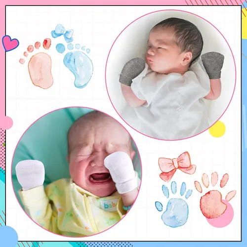 Vista 4 de 12 pares de guantes prematuros para niñas y niños prematuros, guantes prematuros para bebés prematuros para recién nacidos y niños pequeños